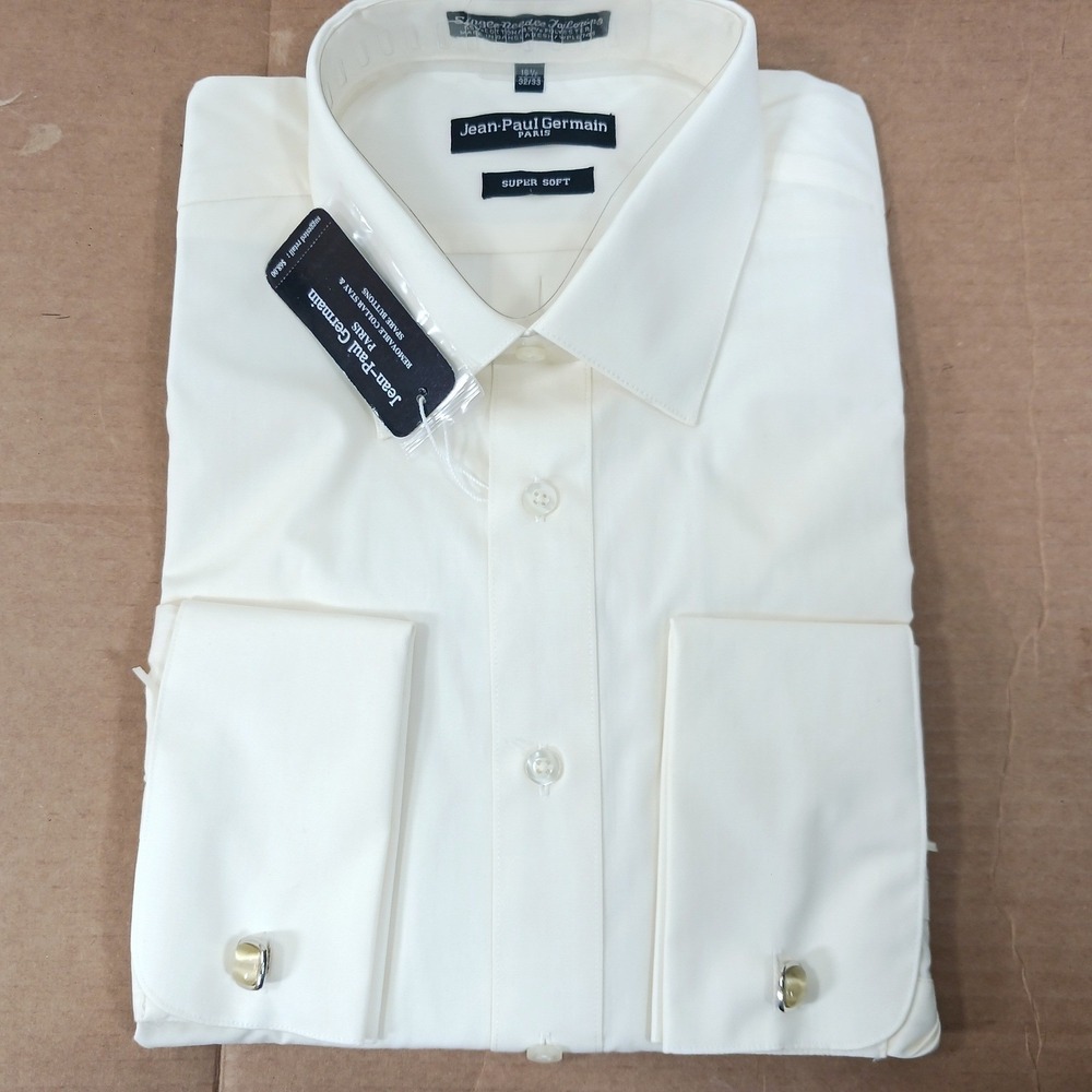 Jean-Paul Germain Mens Dress Shirt 16.5 32/33 Cream French Cuff Super Soft 615FC